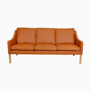 Modell 2209 Sofa aus cognacfarbenem Bisonleder von Børge Mogensen für Fredericia