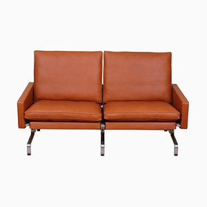 PK-31/2 Sofa in Cognac Aniline Leather by Poul Kjærholm for E. Kold Christensen