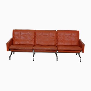 PK-31/3 Sofa aus patiniertem cognacfarbenem Leder von Poul Kjærholm für Kold Christensen, 1970er