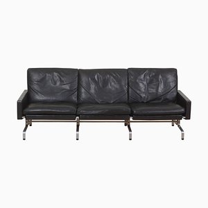 Pk-31/3 Sofa in Black Leather by Poul Kjærholm for Kold Christensen, 1980s