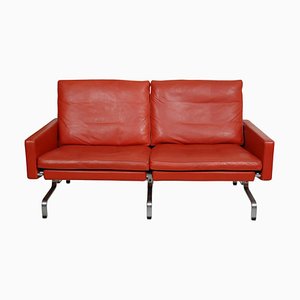 Pk-31/2 Sofa in Patinated Red-Brown Leather by Poul Kjærholm for Fritz Hansen, 1990s