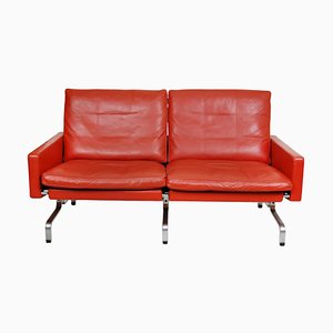Pk-31/2 Sofa in Red-Brown Leather by Poul Kjærholm for Fritz Hansen, 1990s