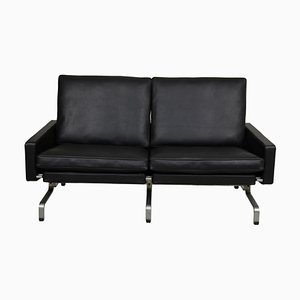 Pk-31/2 2-Seater Sofa in Black Aniline Leather by Poul Kjærholm for E. Kold Christensen, 1960s