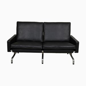 Pk-31/2 2-Sitzer Sofa aus schwarzem Anilinleder von Poul Kjærholm für E. Kold Christensen, 1960er