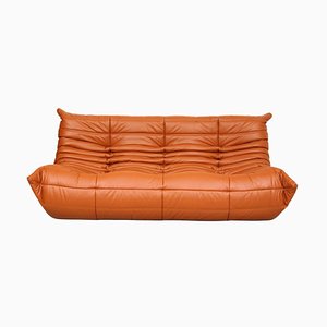 Togo 3-Seater Sofa in Cognac Classic Leather by Michel Ducaroy for Ligne Roset, 1970s