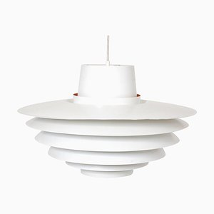 Verona Pendant Lamp in White and Orange Lacquered Aluminum by Svend Middelboe for Nordisk Solar