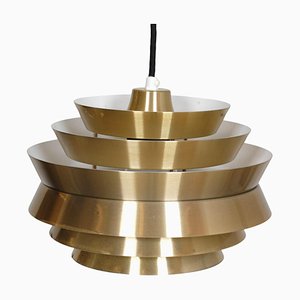Pendant Lamp in Brass Shade & White Lacquered Aluminium by Carl Thore