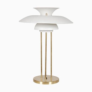 PH-5 Brass Table Lamp with White Shades by Poul Henningsen, 1970s