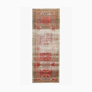 Turkish Distressed Red, Beige and Brown Runner Rug