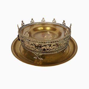 Large Islamic Bowl in Brass, 1940s