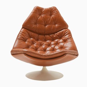 F588 Lounge Chair in Original Cognac Leather by Geoffrey Harcourt for Artifort