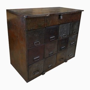 Former Military Furniture with 12 Metal Drawers, 1940s