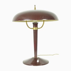 Lámpara de mesa italiana vintage de hierro fundido, años 50