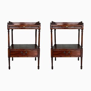 Early 20th Oak Nightstands with Drawer and Shelf, 1920s, Set of 2