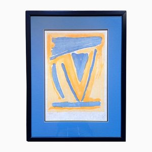 Bram Van Velde, Composición abstracta, Litografía original, años 70, Enmarcado