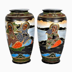 Early 20th Century Japan Porcelain Satsuma Vases, 1890s, Set of 2