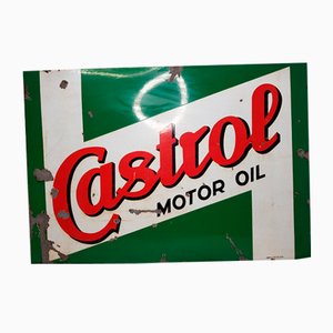 Cartel de aceite de motor Castrol vintage de metal, años 50