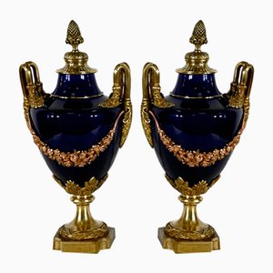 19th Century Louis XVI Sèvres Porcelain Vases, Set of 2