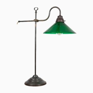 Adjustable Bank Table Lamp with Green Glass Shade, 1960s