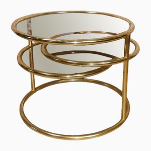 Gold Smoke Glass Coffee Table attributed to Milo Baughman, 1970s