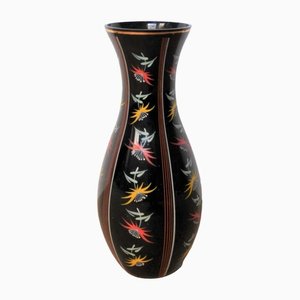 Large Hand-Painted Glass Vase from Ilmenau, 1950s