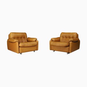 Mid-Century Leather Armchairs, France, 1960s, Set of 2