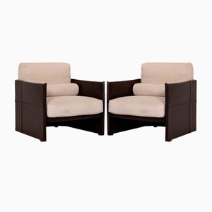 Fabric & Leather Armchairs from Minotti, Set of 2