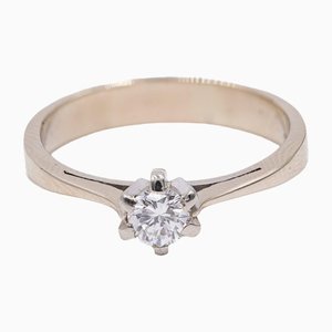 18 Karat geschliffener Diamant Solitär Ring, 1960er