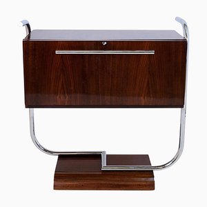 Art Deco Double Face Steel Tube Bar with Wooden Case by René Herbst, 1930s