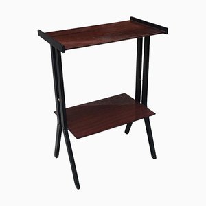 Mid-Century Modern Italian Wood Side Table with Two Shelves, 1960s