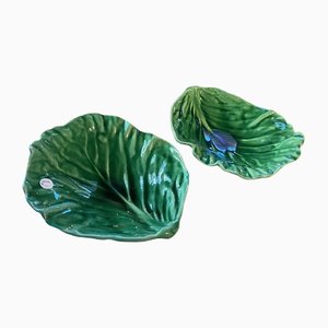 French Pottery Leaves, Set of 2