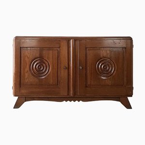 Mid-Century Brown Oak Sideboard attributed to Charles Dudouyt, 1940s