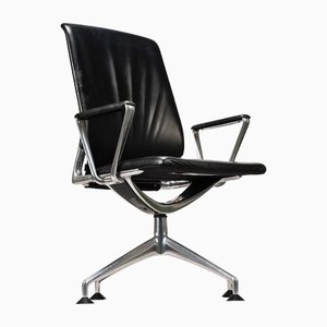 Black Leather Conference Office Desk Chair Bby Alberto Meda, 2000s