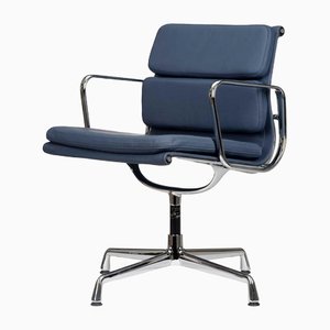 Ink Blue Leather EA208 Soft Pad Management Chair by Charles & Ray Eames for Vitra, 1980s