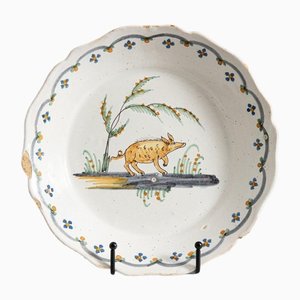 18th Century Faience Wild Pig Plate from Nevers