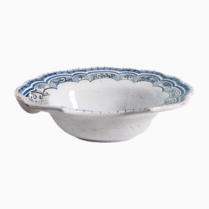 Early 20th Century French Faience Blue & White Barbers Bowl