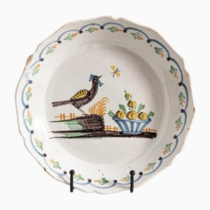 18th Century Bird with Mosquito Faience Plate from Nevers