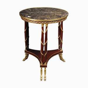 Tavolino da salotto Impero in legno di faggio e marmo, XX secolo