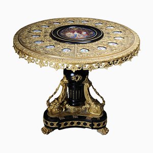 Royal Salon Table in Porcelain & Sevres Style Bronze