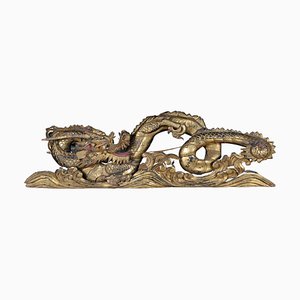 Chinesische Ming Dragon Wanddekoration aus vergoldetem Holz