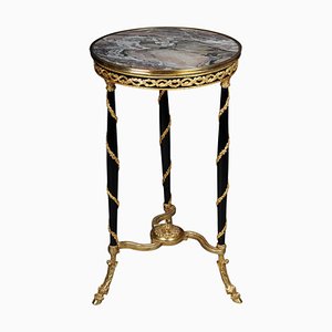 20th Century Empire Round Side Table in Marble in Style of Adam Weisweiler