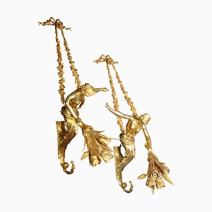 20th Century French Sconces in Gilt Bronze, Set of 2