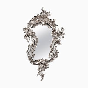 Miroir Mural Style Rococo en Argent Doré, 20ème Siècle