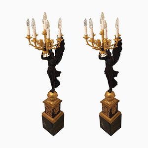 20th Century Princely Candleholder Floor Lights in style of Pierre Philippe Thomire, 1980s, Set of 2