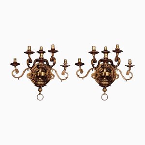 Louis XIV Wandlampen aus Bronze, 19. Jh., 2er Set