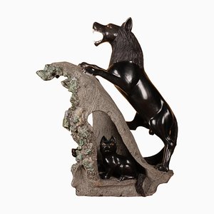 21st Century Wolf with the Boys Skulptur, 2002