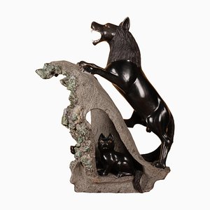 Sculpture Loup du 21ème Siècle avec les Garçons, 2002