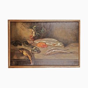 Artista storicista, Composizione con pesce, XIX secolo, Pittura ad olio