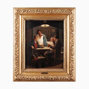 C. Stoitzner, Politicians in the Tavern, 19th Century, Oil on Wood, Framed