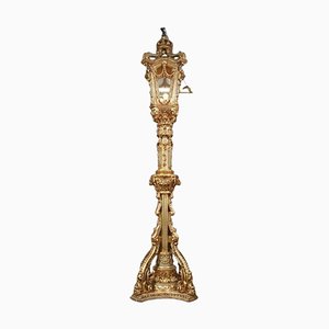 Große Laterne Stehlampe aus Buche im Louis XV Stil